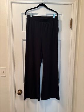 The Drop Black Ribbed Boot-Cut Pull On Knit Pants — Women's Stretch